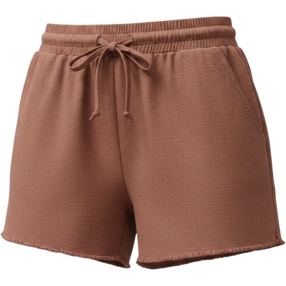 Easel Los Angeles Terracotta Rust Linen Blend Frayed Hem Shorts EB40977 Small